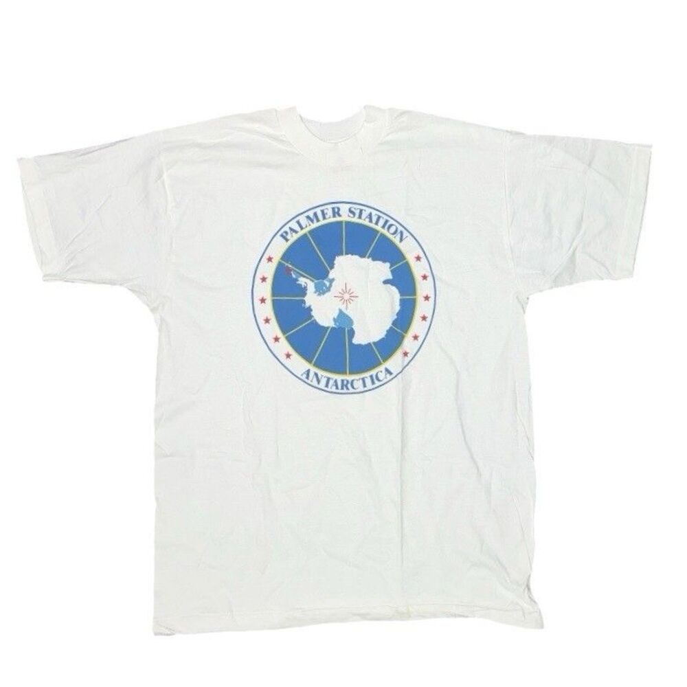 Vintage Palmer Station Antarctica T Shirt XL Single Stitch White 90s Tee Explore